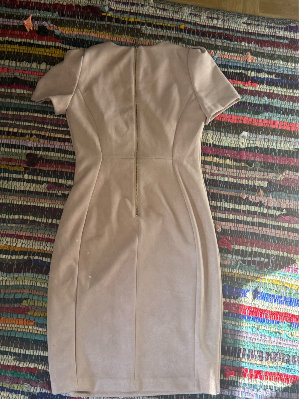 Women's Light Pink Short Sleeve Sheath Dress with Back Zip